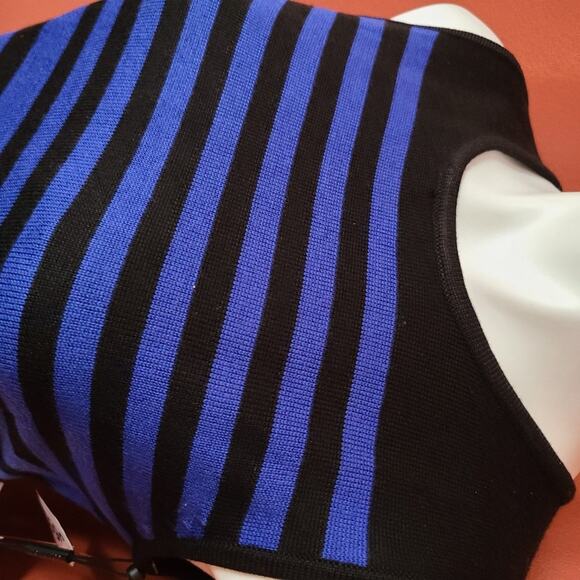 Calvin Klein Black and Blue Striped Tank Top - Picture 2 of 3